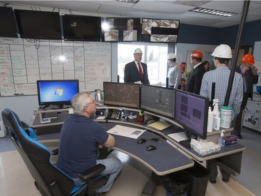 The control room of the water treatment centre is seen during a tour for officials and media at an event to celebrate the completion of the City of Saskatoon Water Reservoir Expansion Project on Avenue H South, February 8, 2016.