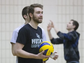 University of Saskatchewan volleyball player Andrew Nelson during practice at the PAC,  Feb. 17, 2016.