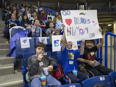 The lower bowl in SaskTel Centre was packed in the morning on February 22, 2016 as schoolchildren made up the audience in a rare day game for the Saskatoon Blades against the Brandon What Kings.