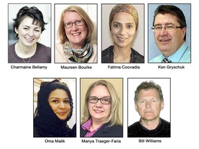 These are the seven candidates vying to become the public school board trustee for Ward 9 in a byelection to be held Feb. 24 in Saskatoon. (City of Saskatoon)