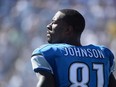 Wide receiver Calvin Johnson #81 of the Detroit Lions is pictured in this September 2015 file photo.