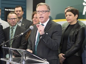 Saskatchewan Party leader Brad Wall kicks off the campaign with an event in Saskatoon at the campaign office of Ken Cheveldayoff, Tuesday, March 08, 2016. (GREG PENDER/ SASKATOON STARPHOENIX)