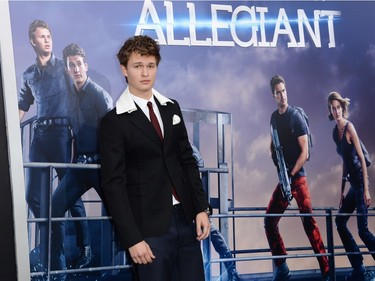 Actor Ansel Elgort attends the premiere of "The Divergent Series: Allegiant" at AMC Lincoln Square on March 14, 2016 in New York.