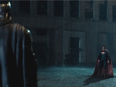 Ben Affleck (L) and Henry Cavill star in "Batman v Superman: Dawn of Justice."