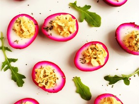 Beet-pickled deviled eggs