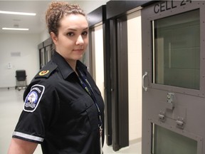 Brooke Anderson, 25, is a primary-care paramedic who spends roughly half of her time monitoring individuals held at the Saskatoon Police Service detention cells. The step-brother of Michael Ryan, 38, who died in police custody on Feb. 26, now wants a paramedic like Anderson on duty at the detention centre 24/7. Morgan Modjeski/The Saskatoon StarPhoenix