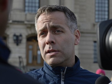 Cam Broten speaks to media before going for a run around Wascana Lake in Regina, March 20, 2016.