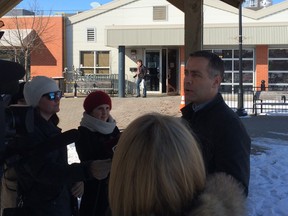 Cam Broten spoke to media at the Saskatoon Farmers' Market Saturday, March 19.