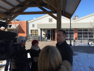 Cam Broten spoke to media at the Saskatoon Farmers' Market, March 19, 2016.