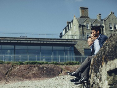 L-R: John C. Reilly as Lisping Man, Colin Farrell as David and Ben Winshaw as Limping Man in "The Lobster."