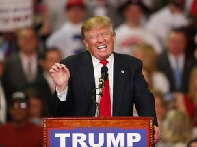 Republican presidential candidate Donald Trump speaks during a campaign rally Monday, March 7, 2016, in Madison, Miss.