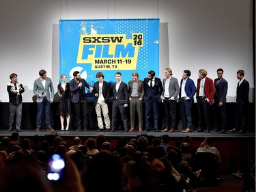 The cast of "Everybody Wants Some" attends the screening of their film during the 2016 SXSW Music, Film + Interactive Festival at Paramount Theatre on March 11, 2016 in Austin, Texas.