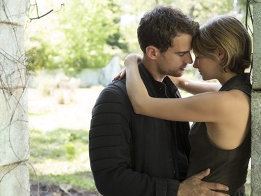 Theo James as Four and Shailene Woodley as Tris in "The Divergent Series: Allegiant."