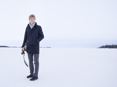Jan Lisiecki, classical pianist, explores the lake during a Cameco sponsored tour of northern Saskatchewan on March 3, 2016.