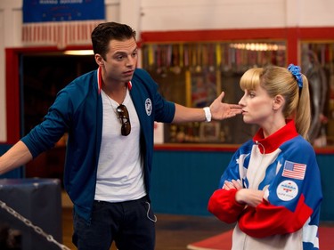 Sebastian Stan as Lance and Melissa Rauch as Hope Ann Greggory in "The Bronze."