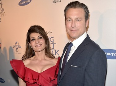 Actor and writer Nia Vardalos and actor John Corbett attend the "My Big Fat Greek Wedding 2" New York premiere at AMC Loews Lincoln Square 13 Theatre on March 15, 2016 in New York City.