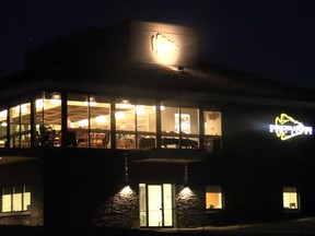 What the new Dakota Dunes Golf Links clubhouse looks like at night.