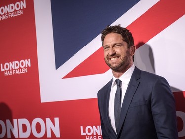 Actor Gerard Butler attends the premiere of Focus Features' "London Has Fallen" at ArcLight Cinemas Cinerama Dome on March 1, 2016 in Hollywood, California.