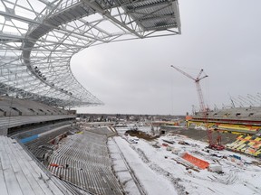 Construction site of the new Mosaic Stadium in Regina, shown on March 16.