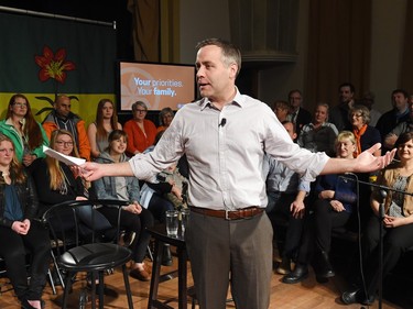 NDP Leader Cam Broten makes a campaign stop at the Artesian in Regina, March 28, 2016.