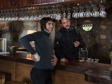 Sacha Baron Cohen and director Louis Leterrier on the set of Columbia Pictures' "The Brothers Grimsby."