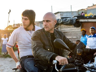 Sacha Baron Cohen (L) and Mark Strong star in Columbia Pictures' "The Brothers Grimsby."