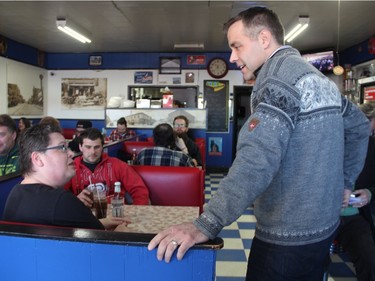 Former Saskatchewan NDP leader Cam Broten can inside the Park Cafe in Saskatoon on Friday morning, March 11, 2016.