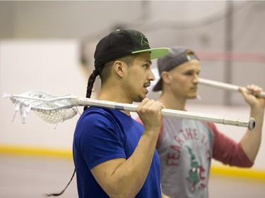 Saskatchewan Rush player Jeremy Thompson leads a lacrosse clinic at the Henk Ruys Soccer Centre on Friday, March 11th, 2016.