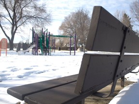 Bench in Wilson Park playground.