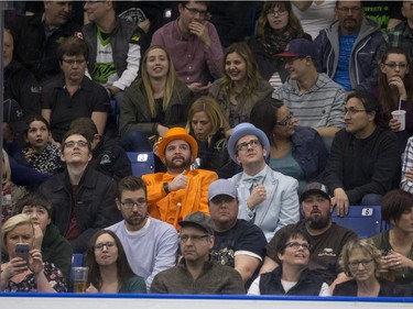 Fans as the Saskatchewan Rush take on the Georgia Swarm goalie Brodie MacDonald in NLL Lacrosse action on Saturday, March 12th, 2016.