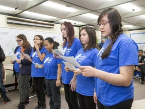 SASKATOON — A group of North Park School children gave a presentation on bullying to the Saskatoon Board of Police Commissioners at its Thursday meeting. (Gord Waldner/Saskatoon StarPhoenix)