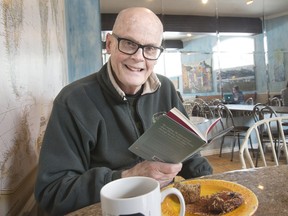 Writer David Carpenter at the D'Lish by Tish Cafe in Saskatoon.