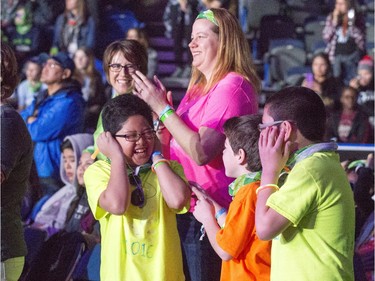 Dancing to loud music in the isles was allowed at WeDay in Saskatoon, March 2, 2016.