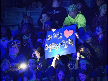 Lights were shining throughout the inside of SaskTel Centre with 13,000 schoolchildren, teachers and parents celebrating WeDay in Saskatoon, March 2, 2016.