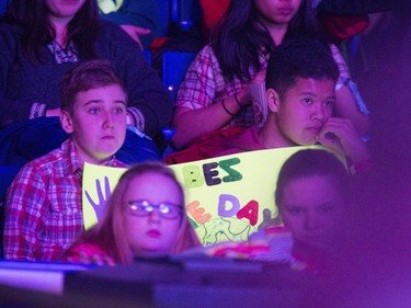 Lights were shining throughout the inside of SaskTel Centre with 13,000 schoolchildren, teachers and parents celebrating WeDay in Saskatoon, March 2, 2016.