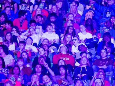 Lights were shining on enthusiastic children throughout the inside of SaskTel Centre with 13,000 schoolchildren, teachers and parents celebrating WeDay in Saskatoon, March 2, 2016.