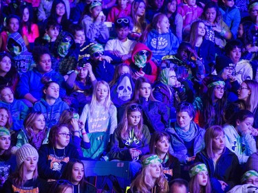 Lights were shining on enthusiastic children throughout the inside of SaskTel Centre with 13,000 schoolchildren, teachers and parents celebrating WeDay in Saskatoon, March 2, 2016.