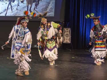 Saskatoon Public Schools Cultural Responsive Programming presented the Indigenous Ensemble Production of Resilience at Castle Theatre in Aden Bowmen School with schoolchildren in the crowd during the day enjoying dancing from all ages, March 21, 2016.