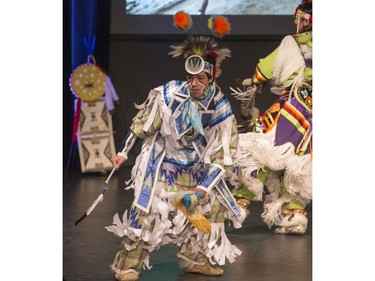 Saskatoon Public Schools Cultural Responsive Programming presented the Indigenous Ensemble Production of Resilience at Castle Theatre in Aden Bowmen School with schoolchildren in the crowd during the day enjoying dancing from all ages, March 21, 2016.