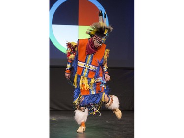 Saskatoon Public Schools Cultural Responsive Programming presented the Indigenous Ensemble Production of Resilience at Castle Theatre in Aden Bowmen School with schoolchildren in the crowd during the day enjoying dancing from all ages, March 21, 2016.