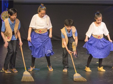 Saskatoon Public Schools Cultural Responsive Programming presented the Indigenous Ensemble Production of Resilience at Castle Theatre in Aden Bowmen School with schoolchildren in the crowd during the day enjoying dancing from all ages, March 21, 2016.