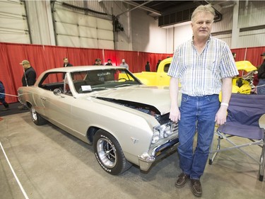 Joe Penner, and his 1967 Chevrolet Malibu, are on the scene at the Draggins 56th annual Car Show at Prairieland Park on Friday, March 25th, 2016.