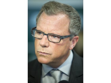 Saskatchewan Premier Brad Wall speaks to campaign volunteers and media at the Saskatoon Stonebridge-Dakota Campaign Office on March 7, 2016.