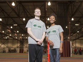 University of Saskatchewan Huskies Track and Field athletes Jared Olson, left, and Astrid Nyame have both medaled at the CIS Track and Field Championships in Toronto.