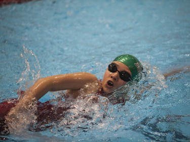 Kendra M Vermette competes in the Girls 50-Metre Butterfly during the 2016 Mansask Short Course Provincial Championship at Shaw Centre in Saskatoon, March 20, 2016.