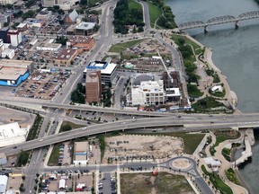 This 2014 aerial photo shows the River Landing area of Saskatoon.