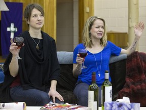 Laurien Gibson, left, and Courtney Atkins, perform a scene from Little Opera on the Prairie's Voices.