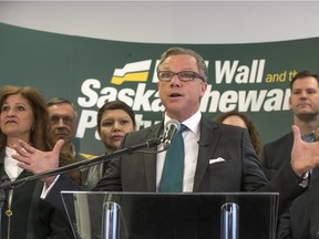 Saskatchewan Party leader Brad Wall was in Saskatoon to make a campaign announcement Monday.