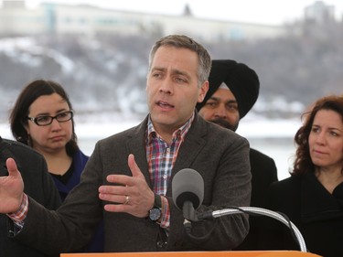 Saskatchewan NDP leader Cam Broten holds a news conference in Saskatoon on March 10, 2016.