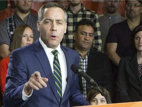 NDP Leader Cam Broten during a news conference at TCU Place on March 17, 2016